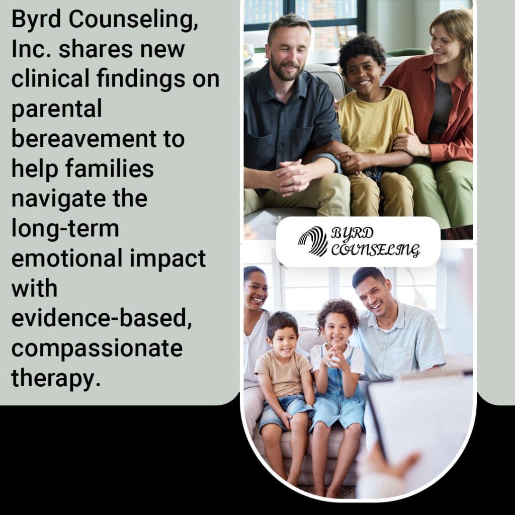 Family participating in online therapy session for parental bereavement and long-term emotional healing